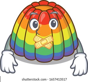cartoon character design rainbow jelly making a silent gesture