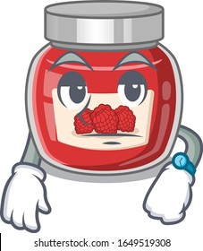 cartoon character design of raspberry jam on a waiting gesture