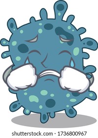 Cartoon character design of rickettsia with a crying face