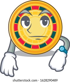 cartoon character design of roulette on a waiting gesture