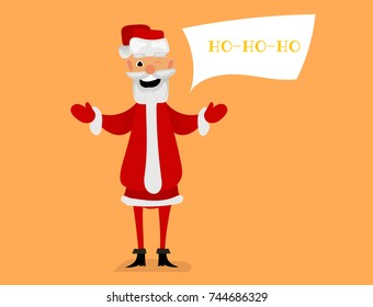 cartoon character design santa claus funny emotions. ho-ho-ho. New year greating card.
