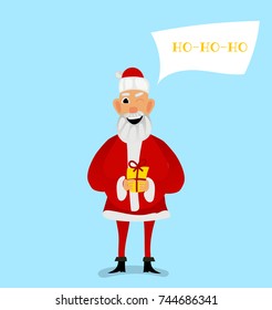 cartoon character design santa claus funny emotions. ho-ho-ho. New year greating card.