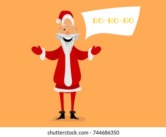 cartoon character design santa claus funny emotions. ho-ho-ho. New year greating card.