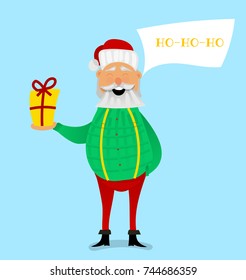 cartoon character design santa claus funny emotions. ho-ho-ho. New year greating card.