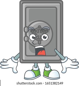 cartoon character design of security box closed with a surprised gesture