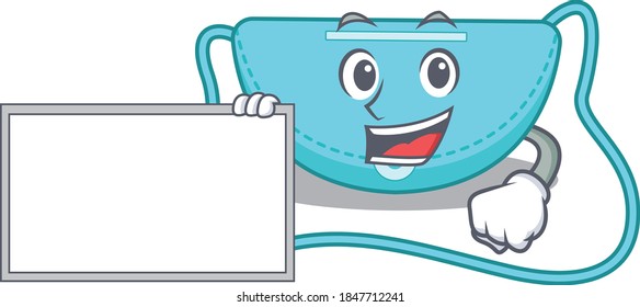 Cartoon character design of sling bag holding a board