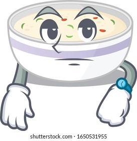 cartoon character design of steamed egg on a waiting gesture