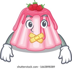 cartoon character design strawberry jelly making a silent gesture