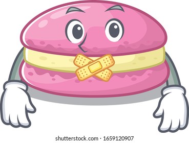 cartoon character design strawberry macarons making a silent gesture