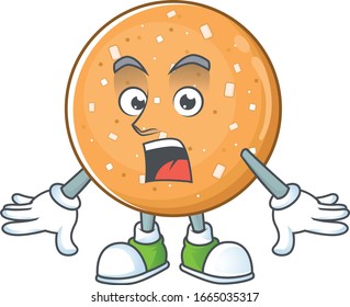 cartoon character design of sugar cookies with a surprised gesture