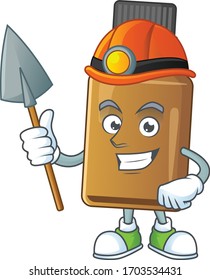 cartoon character design of syrup cure bottle work as a miner