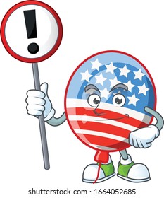Cartoon character design of USA stripes balloon rise up a broad