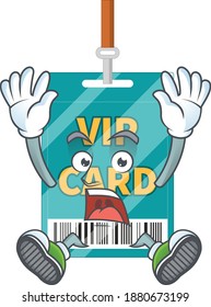 cartoon character design of VIP pass card having shocking gesture. Vector illustration