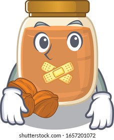 cartoon character design walnut butter making a silent gesture
