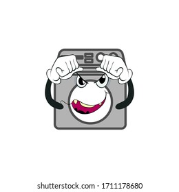 cartoon character design of washing machine with expression . mascot character design