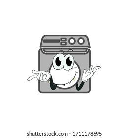cartoon character design of washing machine with expression . mascot character design