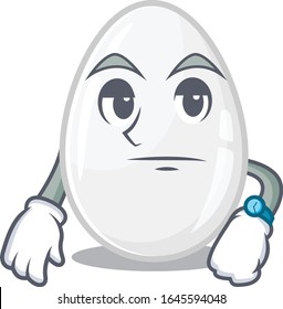 dibujo animado del huevo blanco en un gesto de espera