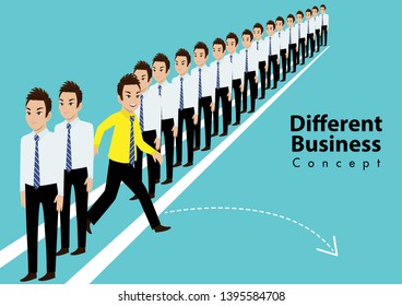 Cartoon character of different people. Run to new opportunities and leadership concept vector