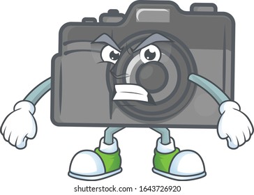 cartoon character of digital camera with angry face