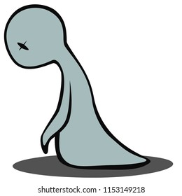 Cartoon character displaying a state of shock.