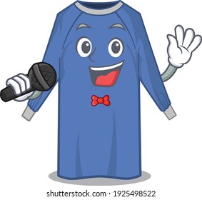 cartoon character of disposable clothes sing a song with a microphone