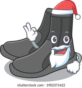 cartoon character of dive booties Santa with cute ok finger