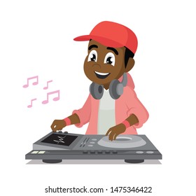 Cartoon character, Dj playing music beats.,vector eps10