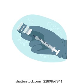 Cartoon character of doctor preparing to make vaccine. Way to immune system health. Protection from pandemic outbreak. Process of immunization against diseases. Vector