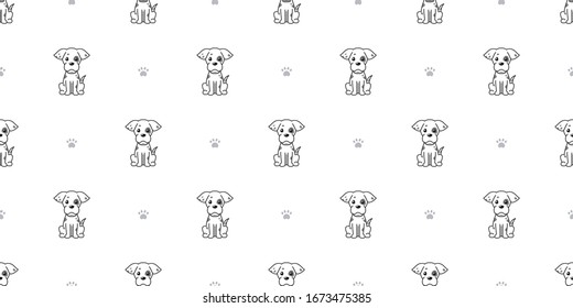 Cartoon character dog seamless pattern background for design.