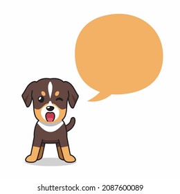 Cartoon character dog with speech bubble for design.