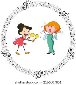 Cartoon character doodle music band illustration