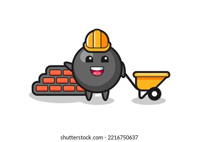 Cartoon character of dot symbol as a builder , cute design