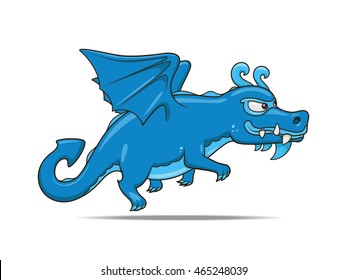 Cartoon character dragon with wings. Isolated vector illustration