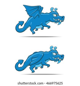 Cartoon character dragon with wings. Isolated vector illustration