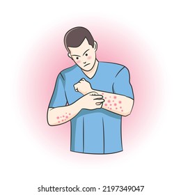 cartoon character drawing of person scratching his hand