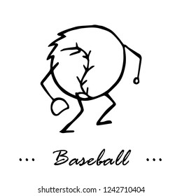 Cartoon character drawing in vector. Illustration of a baseball player.