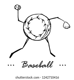 Cartoon character drawing in vector. Illustration of a baseball player.