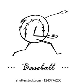 Cartoon character drawing in vector. Illustration of a baseball player.