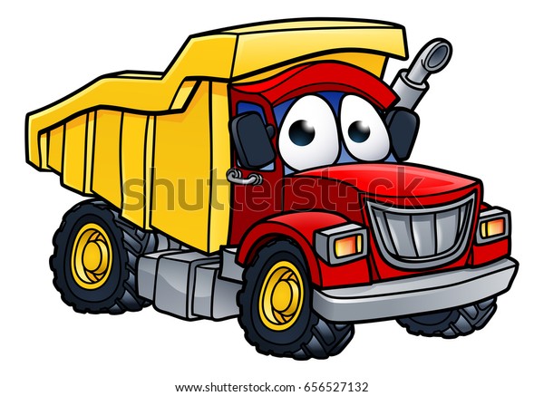 トラックトラック建設車のイラストを使った漫画のキャラクターダンプトラック のベクター画像素材 ロイヤリティフリー