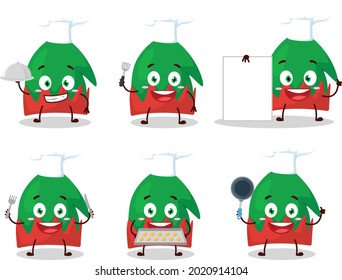 Cartoon character of dwarf hat with various chef emoticons. Vector illustration