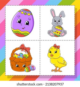 Cartoon character. Easter theme. Colorful vector illustration. Isolated on white background. Design element. Template for your design, books, stickers, cards.