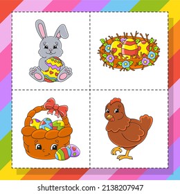 Cartoon character. Easter theme. Colorful vector illustration. Isolated on white background. Design element. Template for your design, books, stickers, cards.