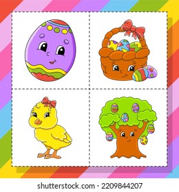 Cartoon character. Easter theme. Colorful vector illustration. Isolated on white background. Design element. Template for your design, books, stickers, cards.