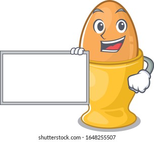 cartoon character of egg cup design concept bring a board