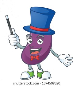 Cartoon character of eggplant performance as a Magician