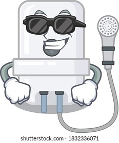 cartoon character of electric water heater wearing classy black glasses