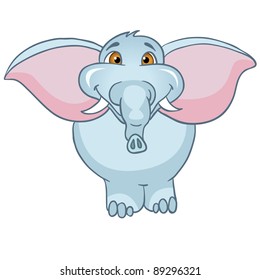Cartoon Character Elephant Isolated on White Background. Vector.
