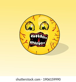 Cartoon character emoticon Scream ilustration vector eps.