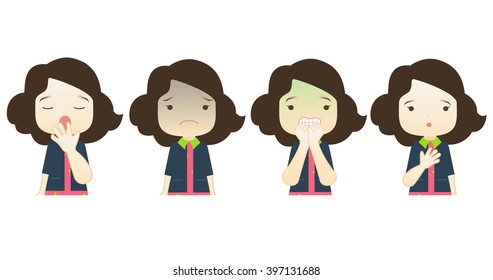 Cartoon character emotions faces on White background.- vector illustration