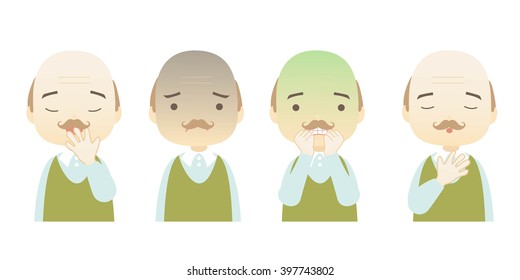 Cartoon character emotions faces on White background.- vector illustration